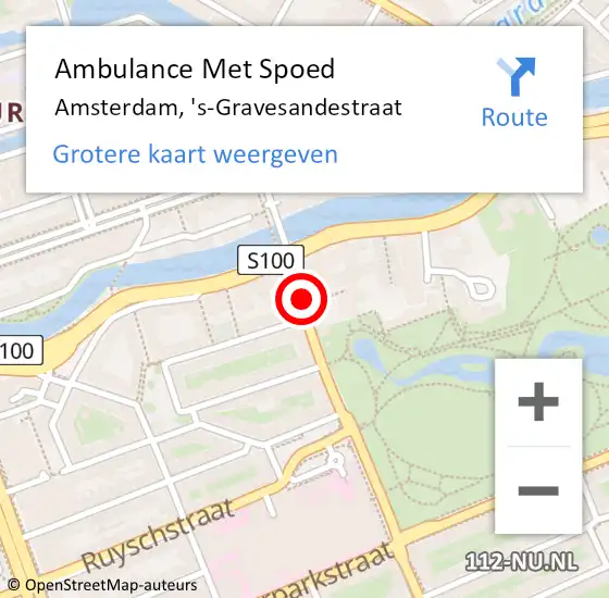 Locatie op kaart van de 112 melding: Ambulance Met Spoed Naar Amsterdam, 's-Gravesandestraat op 12 juni 2020 10:49