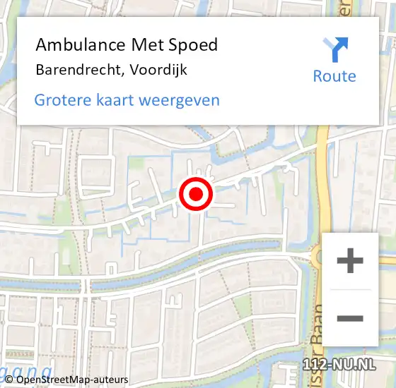 Locatie op kaart van de 112 melding: Ambulance Met Spoed Naar Barendrecht, Voordijk op 12 juni 2020 13:00