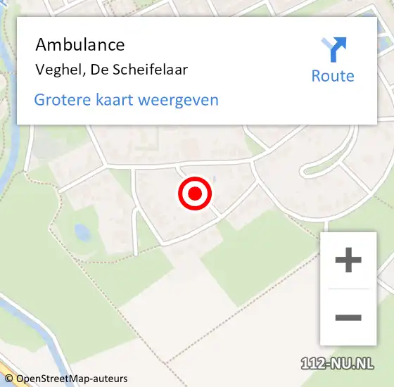 Locatie op kaart van de 112 melding: Ambulance Veghel, De Scheifelaar op 12 juni 2020 13:02