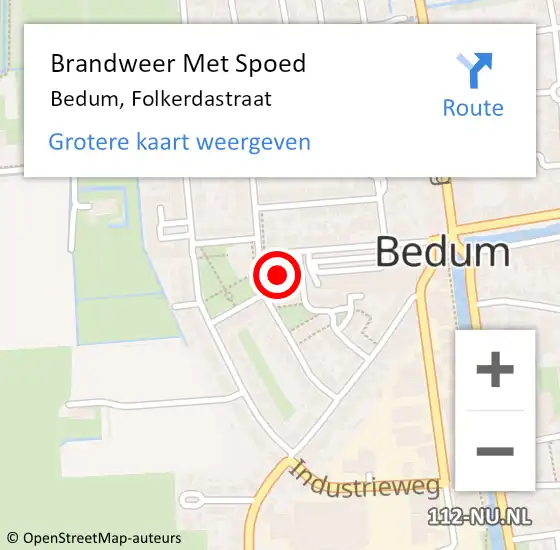 Locatie op kaart van de 112 melding: Brandweer Met Spoed Naar Bedum, Folkerdastraat op 9 mei 2014 12:16