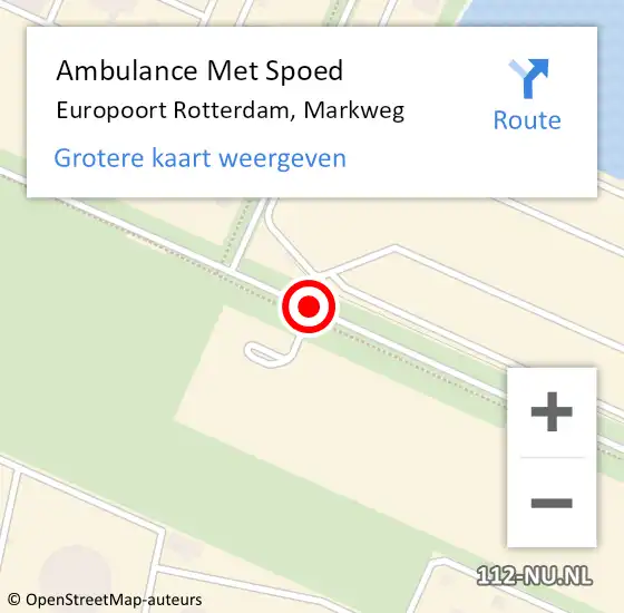 Locatie op kaart van de 112 melding: Ambulance Met Spoed Naar Europoort Rotterdam, Markweg op 12 juni 2020 15:53