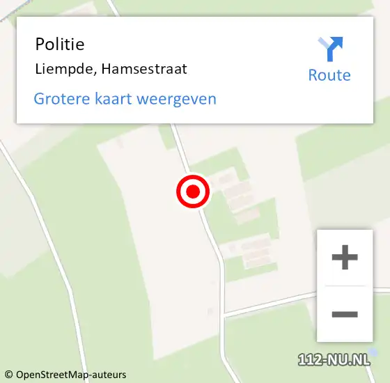 Locatie op kaart van de 112 melding: Politie Liempde, Hamsestraat op 12 juni 2020 16:19