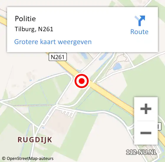 Locatie op kaart van de 112 melding: Politie Tilburg, N261 op 12 juni 2020 17:26