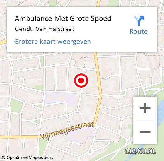 Locatie op kaart van de 112 melding: Ambulance Met Grote Spoed Naar Gendt, Van Halstraat op 12 juni 2020 23:22