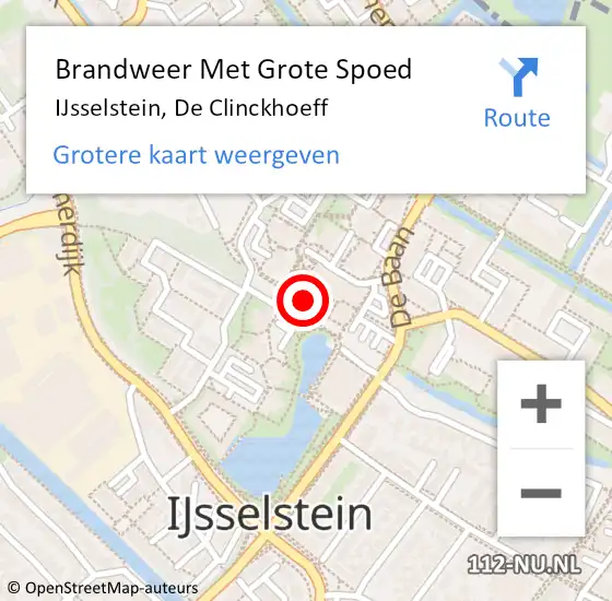 Locatie op kaart van de 112 melding: Brandweer Met Grote Spoed Naar IJsselstein, De Clinckhoeff op 13 juni 2020 06:39