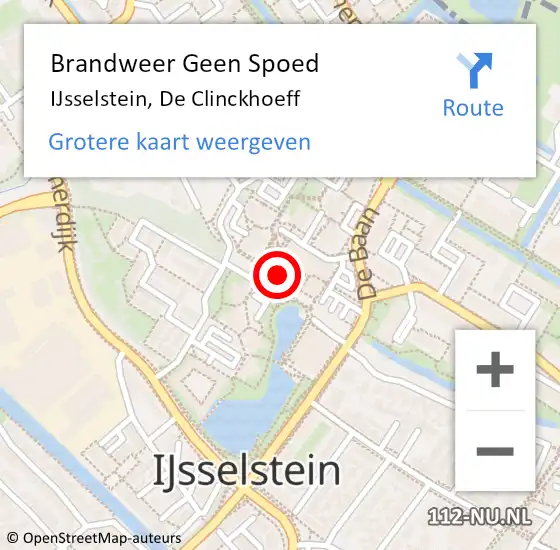 Locatie op kaart van de 112 melding: Brandweer Geen Spoed Naar IJsselstein, De Clinckhoeff op 13 juni 2020 06:39
