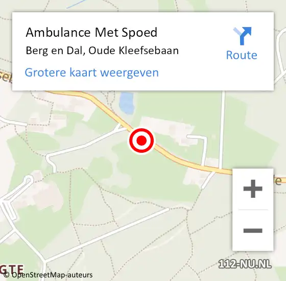 Locatie op kaart van de 112 melding: Ambulance Met Spoed Naar Berg en Dal, Oude Kleefsebaan op 13 juni 2020 07:08