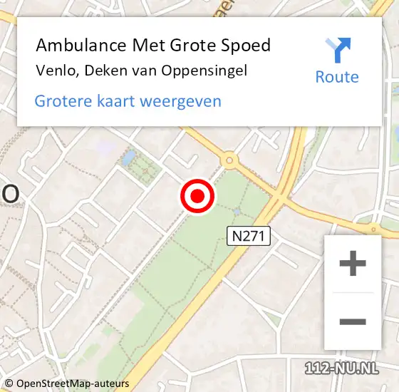 Locatie op kaart van de 112 melding: Ambulance Met Grote Spoed Naar Venlo, Deken Van Oppensingel op 13 juni 2020 10:00