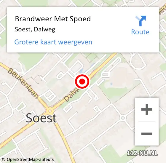 Locatie op kaart van de 112 melding: Brandweer Met Spoed Naar Soest, Dalweg op 13 juni 2020 12:07
