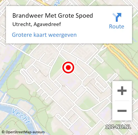 Locatie op kaart van de 112 melding: Brandweer Met Grote Spoed Naar Utrecht, Agavedreef op 13 juni 2020 12:55