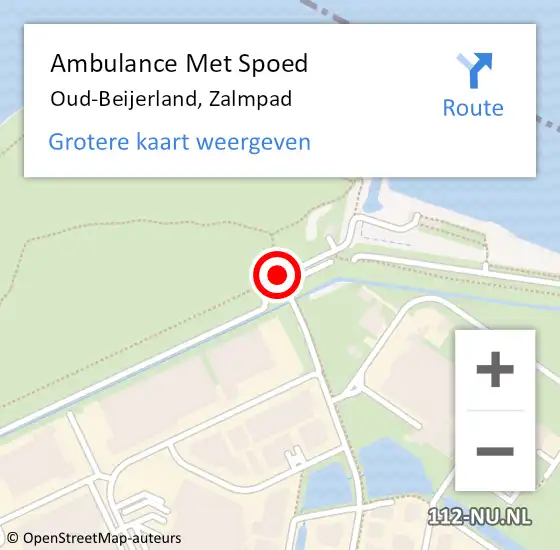 Locatie op kaart van de 112 melding: Ambulance Met Spoed Naar Oud-Beijerland, Zalmpad op 13 juni 2020 16:04