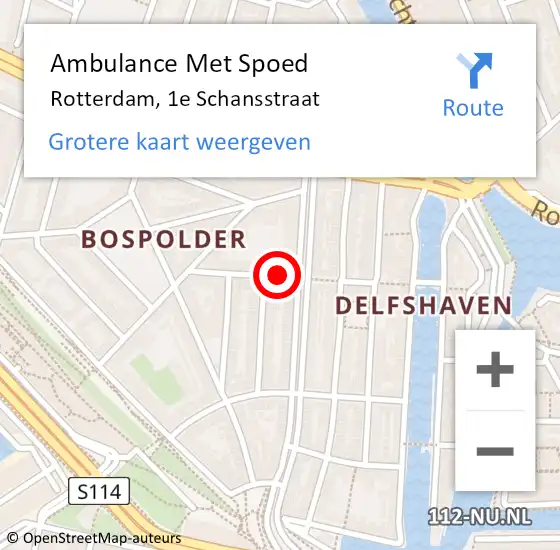 Locatie op kaart van de 112 melding: Ambulance Met Spoed Naar Rotterdam, 1e Schansstraat op 13 juni 2020 18:54