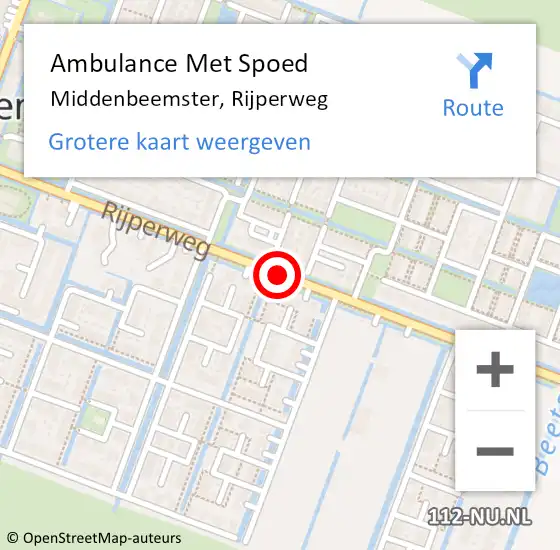 Locatie op kaart van de 112 melding: Ambulance Met Spoed Naar Middenbeemster, Rijperweg op 13 juni 2020 21:06