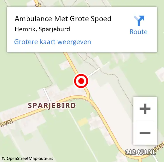 Locatie op kaart van de 112 melding: Ambulance Met Grote Spoed Naar Hemrik, Sparjeburd op 14 juni 2020 08:33