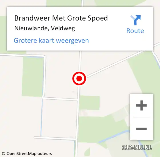 Locatie op kaart van de 112 melding: Brandweer Met Grote Spoed Naar Nieuwlande, Veldweg op 14 juni 2020 13:25