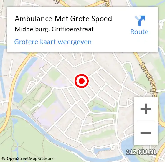 Locatie op kaart van de 112 melding: Ambulance Met Grote Spoed Naar Middelburg, Griffioenstraat op 14 juni 2020 13:34
