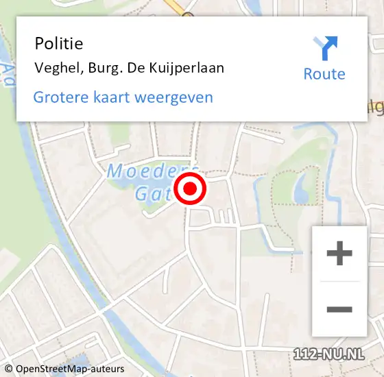 Locatie op kaart van de 112 melding: Politie Veghel, Burg. De Kuijperlaan op 14 juni 2020 14:05