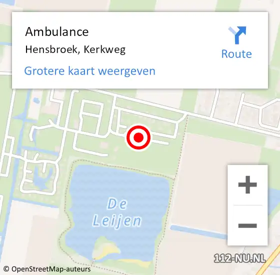Locatie op kaart van de 112 melding: Ambulance Hensbroek, Kerkweg op 14 juni 2020 15:53