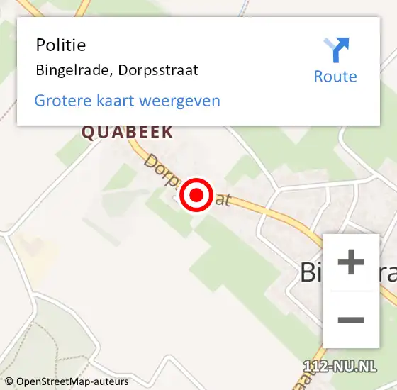 Locatie op kaart van de 112 melding: Politie Bingelrade, Dorpsstraat op 14 juni 2020 16:05