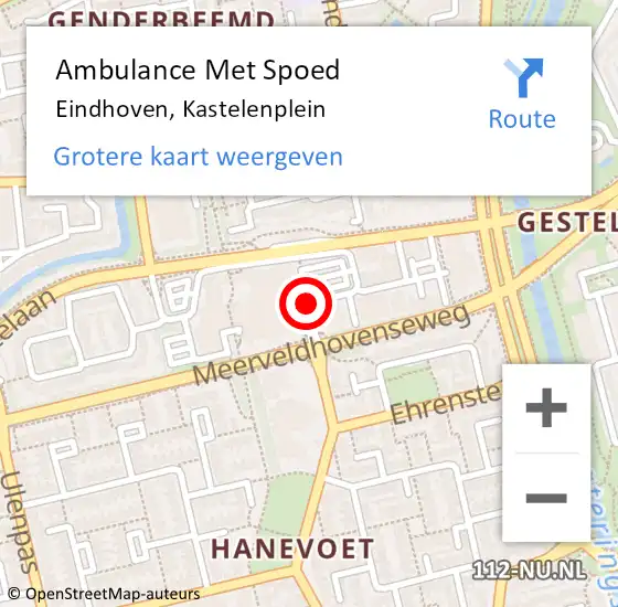 Locatie op kaart van de 112 melding: Ambulance Met Spoed Naar Eindhoven, Kastelenplein op 14 juni 2020 16:56