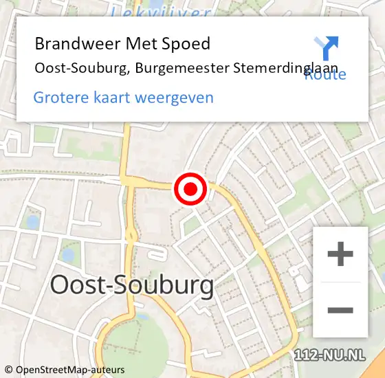 Locatie op kaart van de 112 melding: Brandweer Met Spoed Naar Oost-Souburg, Burgemeester Stemerdinglaan op 14 juni 2020 23:03