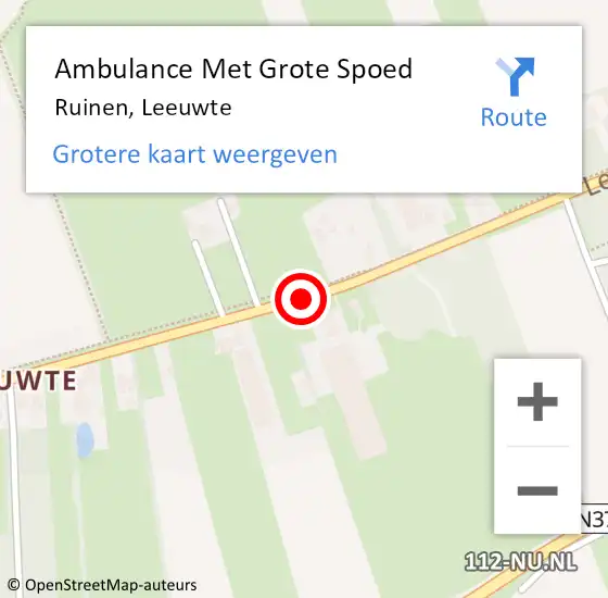 Locatie op kaart van de 112 melding: Ambulance Met Grote Spoed Naar Ruinen, Leeuwte op 15 juni 2020 10:06