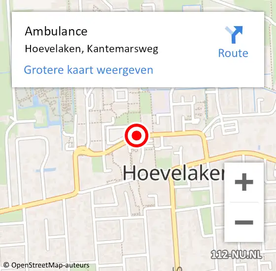 Locatie op kaart van de 112 melding: Ambulance Hoevelaken, Kantemarsweg op 15 juni 2020 12:01