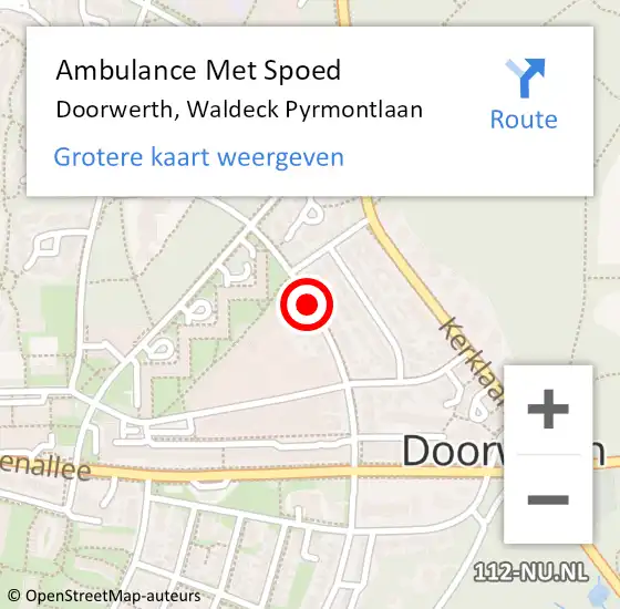 Locatie op kaart van de 112 melding: Ambulance Met Spoed Naar Doorwerth, Waldeck Pyrmontlaan op 15 juni 2020 13:55