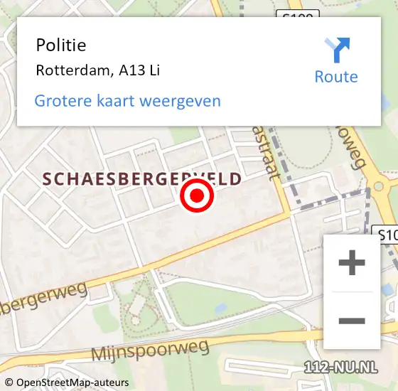 Locatie op kaart van de 112 melding: Politie Rotterdam, N15 Li op 15 juni 2020 15:10
