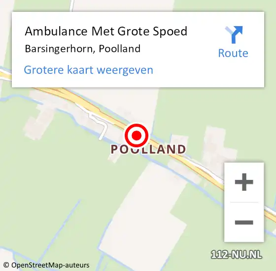 Locatie op kaart van de 112 melding: Ambulance Met Grote Spoed Naar Barsingerhorn, Poolland op 15 juni 2020 15:24