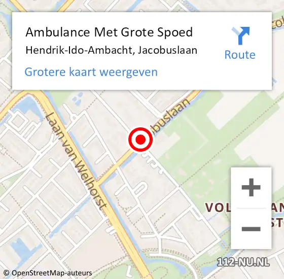 Locatie op kaart van de 112 melding: Ambulance Met Grote Spoed Naar Hendrik-Ido-Ambacht, Jacobuslaan op 15 juni 2020 21:38