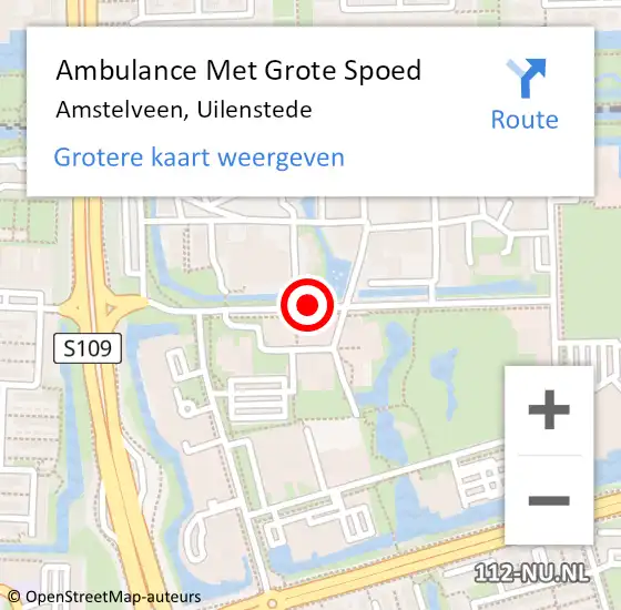 Locatie op kaart van de 112 melding: Ambulance Met Grote Spoed Naar Amstelveen, Uilenstede op 16 juni 2020 01:01