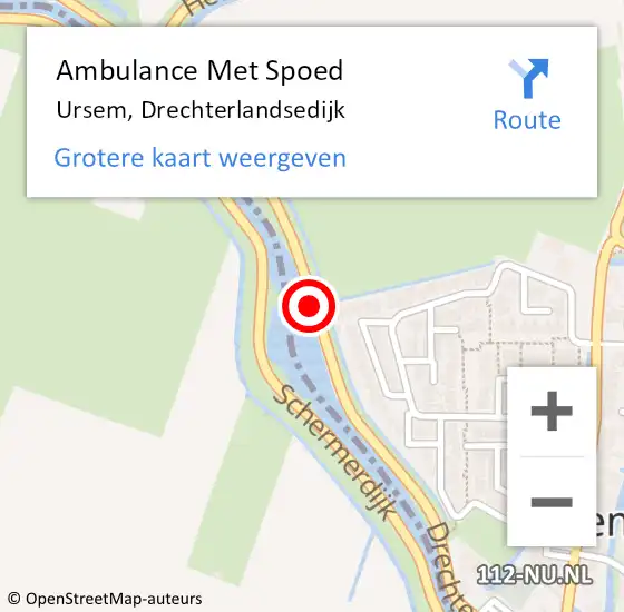 Locatie op kaart van de 112 melding: Ambulance Met Spoed Naar Ursem, Drechterlandsedijk op 16 juni 2020 09:55