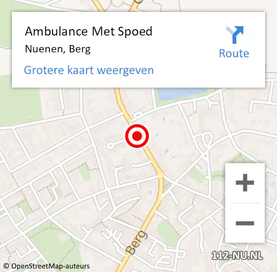 Locatie op kaart van de 112 melding: Ambulance Met Spoed Naar Nuenen, Berg op 16 juni 2020 11:00