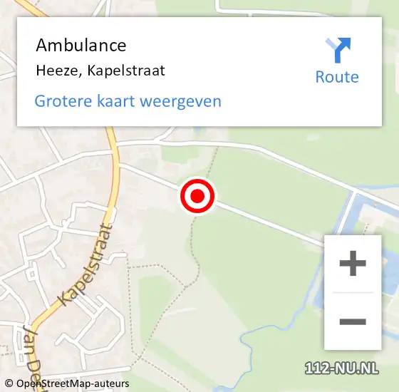 Locatie op kaart van de 112 melding: Ambulance Heeze, Kapelstraat op 16 juni 2020 16:23