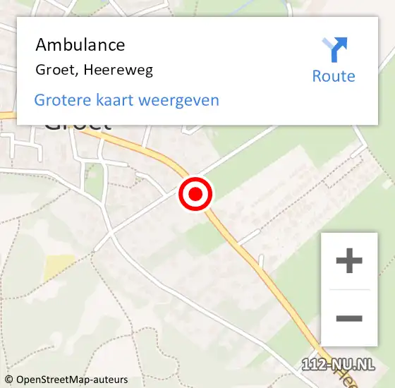 Locatie op kaart van de 112 melding: Ambulance Groet, Heereweg op 17 juni 2020 10:11