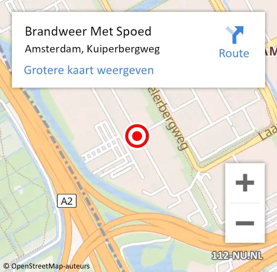 Locatie op kaart van de 112 melding: Brandweer Met Spoed Naar Amsterdam, Kuiperbergweg op 17 juni 2020 11:12