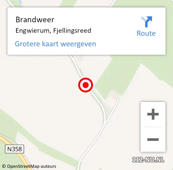 Locatie op kaart van de 112 melding: Brandweer Engwierum, Fjellingsreed op 17 juni 2020 11:58