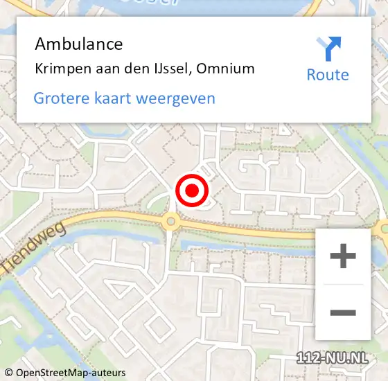 Locatie op kaart van de 112 melding: Ambulance Krimpen aan den IJssel, Omnium op 17 juni 2020 13:03