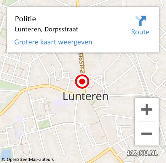 Locatie op kaart van de 112 melding: Politie Lunteren, Dorpsstraat op 17 juni 2020 14:39