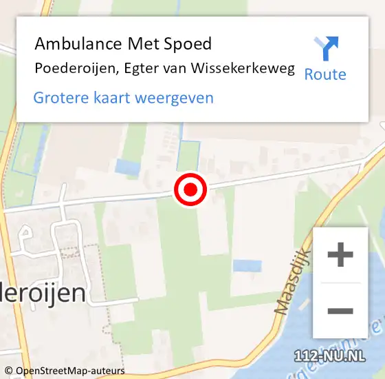 Locatie op kaart van de 112 melding: Ambulance Met Spoed Naar Poederoijen, Egter van Wissekerkeweg op 17 juni 2020 16:03