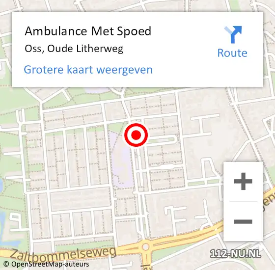Locatie op kaart van de 112 melding: Ambulance Met Spoed Naar Oss, Oude Litherweg op 17 juni 2020 19:14