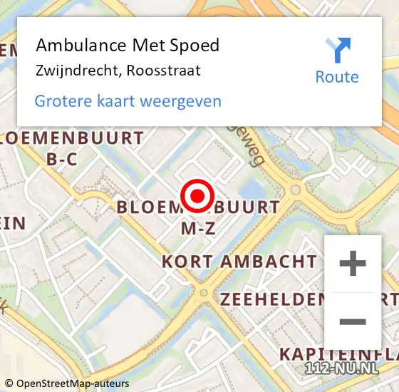Locatie op kaart van de 112 melding: Ambulance Met Spoed Naar Zwijndrecht, Roosstraat op 17 juni 2020 19:43