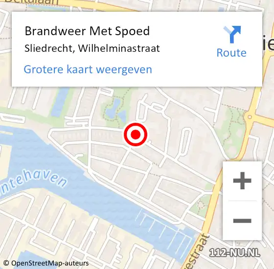Locatie op kaart van de 112 melding: Brandweer Met Spoed Naar Sliedrecht, Wilhelminastraat op 17 juni 2020 23:17