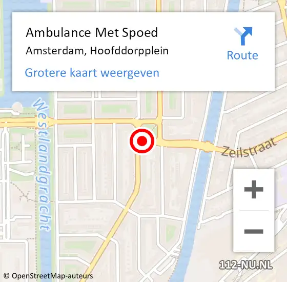 Locatie op kaart van de 112 melding: Ambulance Met Spoed Naar Amsterdam, Hoofddorpplein op 17 juni 2020 23:26