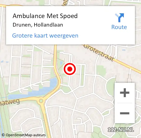 Locatie op kaart van de 112 melding: Ambulance Met Spoed Naar Drunen, Hollandlaan op 18 juni 2020 08:41