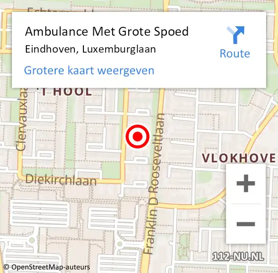 Locatie op kaart van de 112 melding: Ambulance Met Grote Spoed Naar Eindhoven, Luxemburglaan op 18 juni 2020 11:07