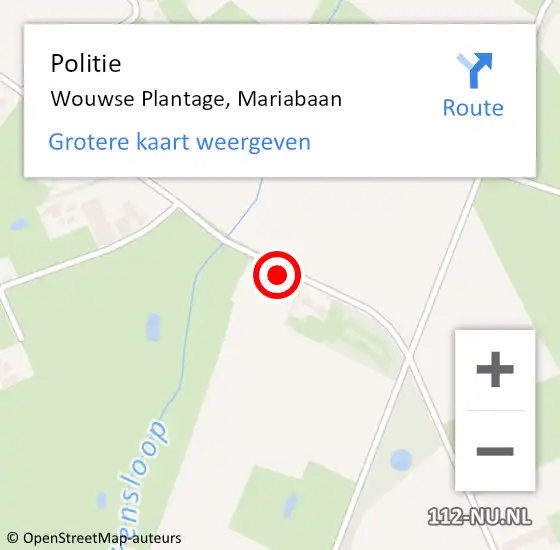 Locatie op kaart van de 112 melding: Politie Wouwse Plantage, Mariabaan op 18 juni 2020 12:12