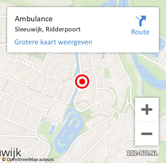 Locatie op kaart van de 112 melding: Ambulance Sleeuwijk, Ridderpoort op 18 juni 2020 12:28