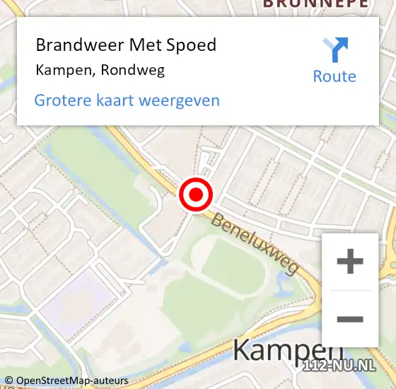 Locatie op kaart van de 112 melding: Brandweer Met Spoed Naar Kampen, Rondweg op 18 juni 2020 12:35